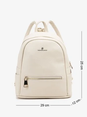 Jasnobeżowy Plecak z Metalicznym Zdobieniem Efarinia fashion&bags