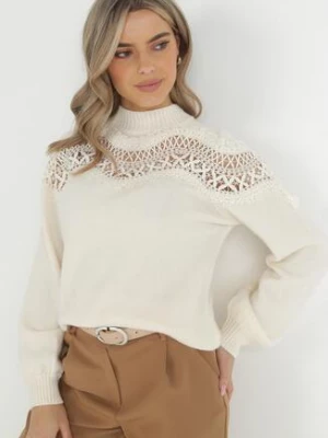 Jasnobeżowy Sweter Dzianinowy z Koronką Amaleth bisou's project