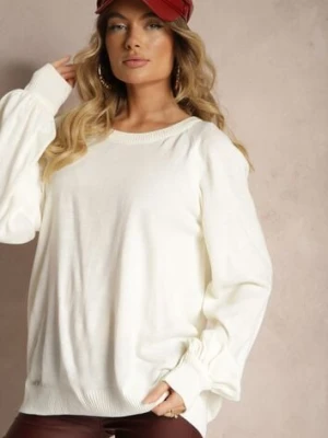 Jasnobeżowy Sweter Oversize Ozdobiony Szerokimi Ściągaczami Anittia miss poem