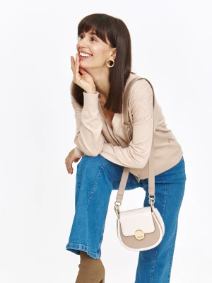 Jasnobeżowy sweter typu kardigan Top Secret