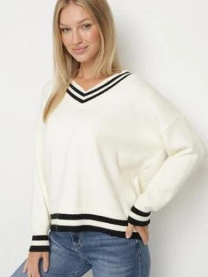 Jasnobeżowy Sweter z Domieszką Kaszmiru w Stylu Preppy Liendria tandem