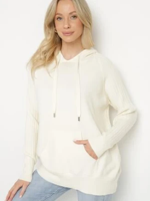 Jasnobeżowy Sweter z Kapturem i Kieszenią z Domieszką Kaszmiru Neriele tandem