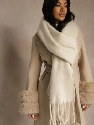 Jasnobeżowy Szalik Ozdobiony Frędzlami Owedela