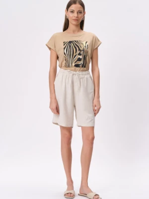 Jasnobeżowy top z grafiką animal Greenpoint