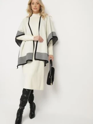 Jasnobeżowy Wiskozowy Komplet Dzianinowy z Sukienką i Narzutką Ilanesse