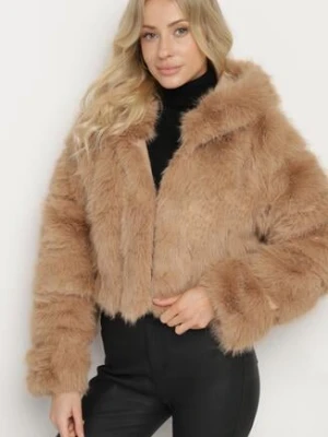 Jasnobrązowa Kurtka Futrzana o Krótkim Pikowanym Kroju Hemeriana wool fashion