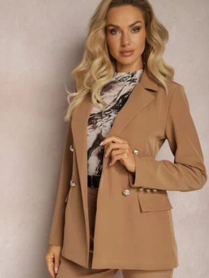 Jasnobrązowa Marynarka Niezapinana z Dekoracyjnymi Guzikami Cose lily rose