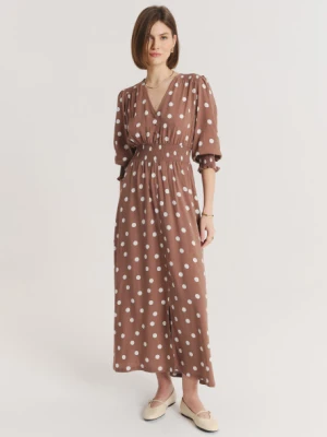 Jasnobrązowa sukienka w kropki Greenpoint