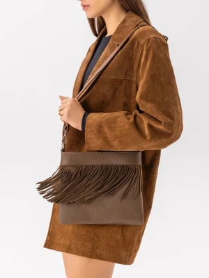 Jasnobrązowa torebka boho z frędzlami Bravo Moda Brązowy