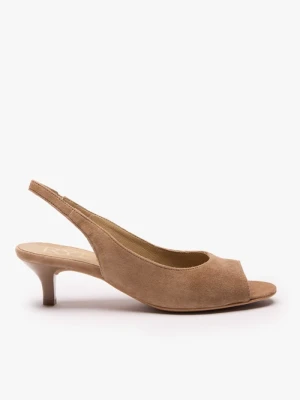 Jasnobrązowe czółenka slingback Ryłko