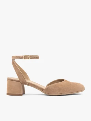 Jasnobrązowe czółenka slingback Ryłko