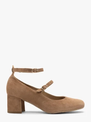 Jasnobrązowe czółenka z dwoma paskami Ryłko