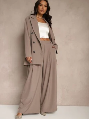 Jasnobrązowe Eleganckie Spodnie Palazzo z Szerokimi Nogawkami Adivisa jumelle