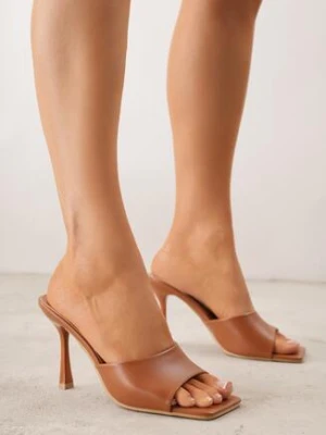 Jasnobrązowe Klapki na Szpilce z Otwartym Kwadratowym Noskiem Avalessa mulanka