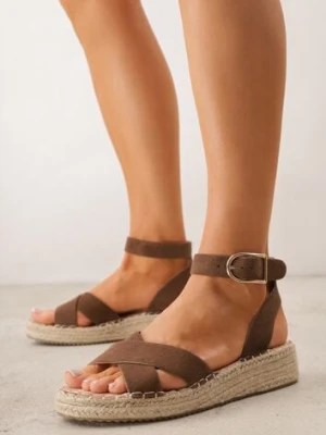 Jasnobrązowe Sandały z Plecionki w Stylu Boho VICES z Paskami w Kształcie X Nahmala