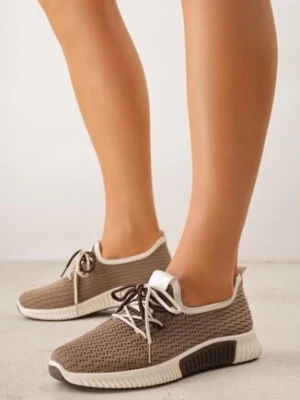 Jasnobrązowe Sneakersy z Podwójnym Sznurowaniem Dorielle