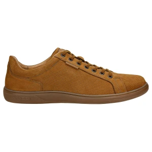 Jasnobrązowe perforowane sneakersy męskie z nubuku 10197-23 Wojas