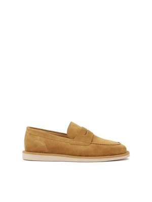 Jasnobrązowe zamszowe półbuty slip-on Kazar
