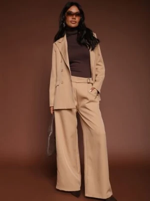 Jasnobrązowy Garnitur Spodnie i Marynarka z Usztywnionymi Ramionami Sonavienna new collection