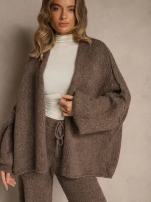 Jasnobrązowy Niezapinany Kardigan Nietoperzowy z Dodatkiem Wełny i Wiskozy Rallidia jumelle