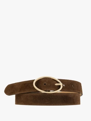 Jasnobrązowy pasek ze skóry welurowej Ryłko