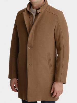 Jasnobrązowy płaszcz 00285D79GSA Giacomo Conti