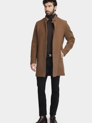 Jasnobrązowy płaszcz 00285D79GSA Giacomo Conti