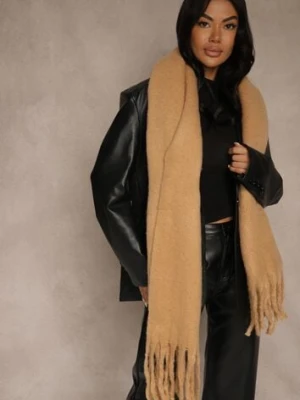 Jasnobrązowy Szalik Ozdobiony Frędzlami Owedela