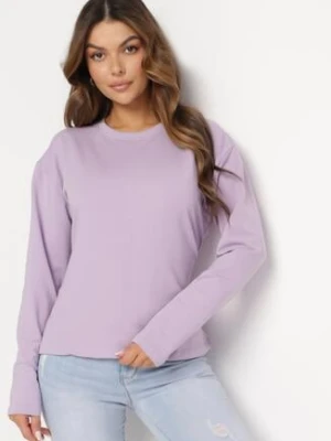 Jasnofioletowa Bawełniana Bluza z Długim Rękawem i Ozdobnym Wiązaniem Pinada las garras