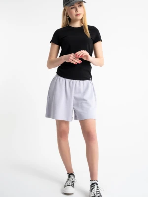 krótkie spodenki dziewczęce z naszywką fioletowe Reporter