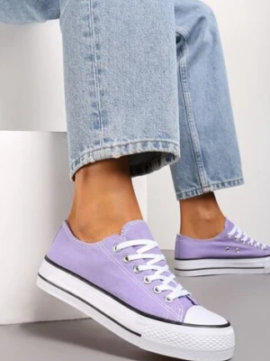 Jasnofioletowe Krótkie Trampki Sznurowane Rosasnowa