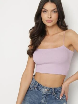 Jasnofioletowy Bawełniany Top na Ramiączkach z Prążkowanej Tkaniny Lunareia sublevel