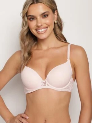 Jasnofioletowy Biustonosz Klasyczny z Ozdobnymi Elementami Emarinda