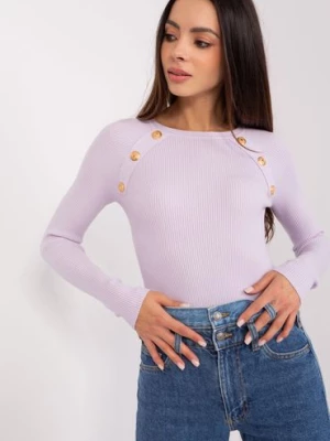 Jasnofioletowy dopasowany sweter damski klasyczny