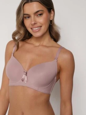 Jasnofioletowy Gładki Biustonosz Zdobiony Kokardką Ocerien han