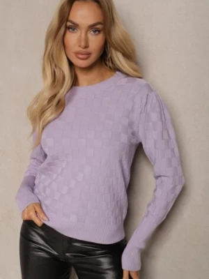 Jasnofioletowy Sweter z Modalem i Wiskozą Ozdobiony Tłoczeniem Liliti newstar