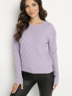 Jasnofioletowy Sweter z Wiskozą Modalem i Ozdobnym Splotem Jaliti newstar