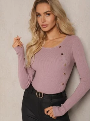 Jasnofioletowy Sweter z Wiskozą Ozdobiony Metalicznymi Aplikacjami Malittia wool fashion