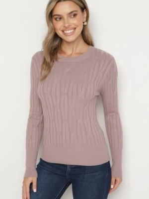 Jasnofioletowy Sweter z Wiskozą Ozdobiony Tłoczeniem Savinia wool fashion