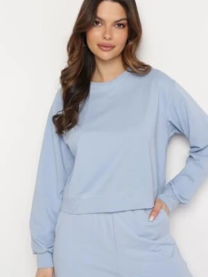 Jasnoniebieska Bawełniana Bluza Oversize o Krótszym Kroju Vesperana by swan