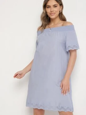 Jasnoniebieska Bawełniana Sukienka Hiszpanka z Ażurowymi Zdobieniami Filissa eight2nine