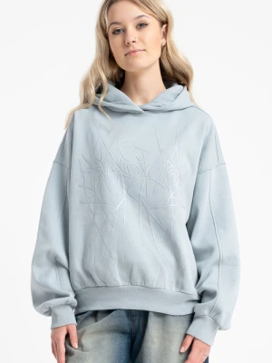 Jasnoniebieska bluza BOXY z autorską grafiką z przodu Reporter