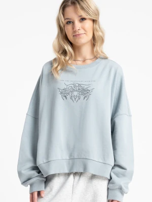 Zdjęcie produktu Jasnoniebieska bluza CREWNECK bez kaptura z autorską grafiką z przodu Reporter