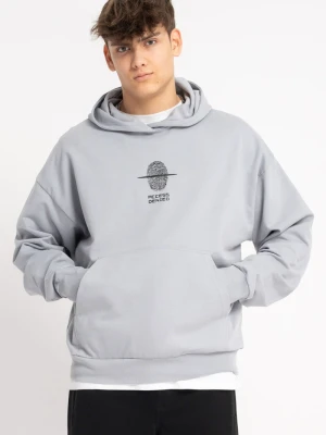 Jasnoniebieska bluza z kapturem BOXY z minimalistycznym nadrukiem Reporter