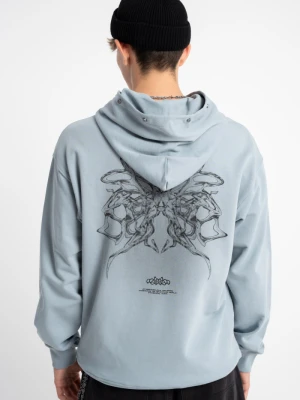 Jasnoniebieska bluza z kapturem REGULAR z autorska grafiką z tyłu Reporter