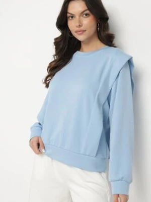 Jasnoniebieska Bluza z Wiskozą z Podkreśloną Linią Ramion Alithra new collection