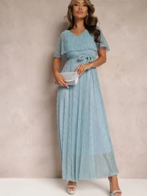 Jasnoniebieska Koktajlowa Sukienka Maxi z Ozdobną Falbaną na Górze Cailey lily rose