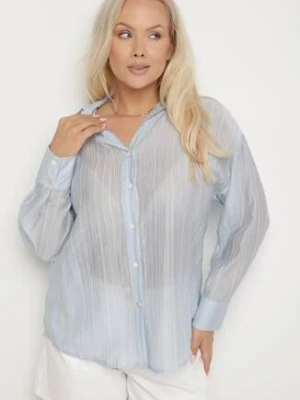 Jasnoniebieska Koszula o Kroju Oversize Dolamana melya by melody