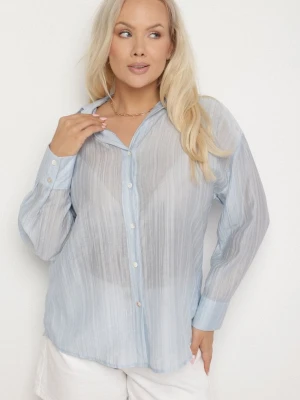Jasnoniebieska Koszula o Kroju Oversize Dolamana Melya By Melody Niebieski