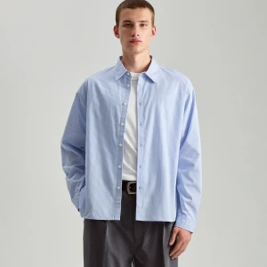 Jasnoniebieska koszula w paski z długim rękawem House